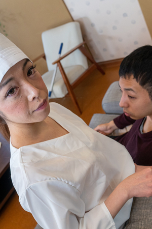 Japanese MILF Hitomi Akiyama loves cleaning a toyboys place and then some